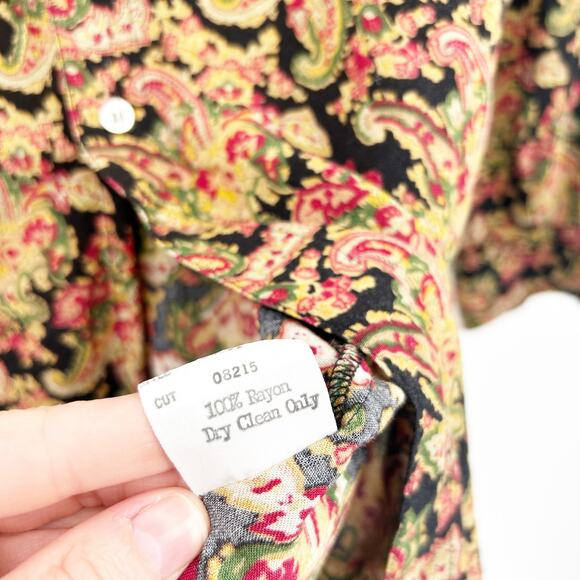 Guess by Georges Marciano Womens VTG Vintage 80s Psychedelic Paisley Shirt 3 - Picture 6 of 8